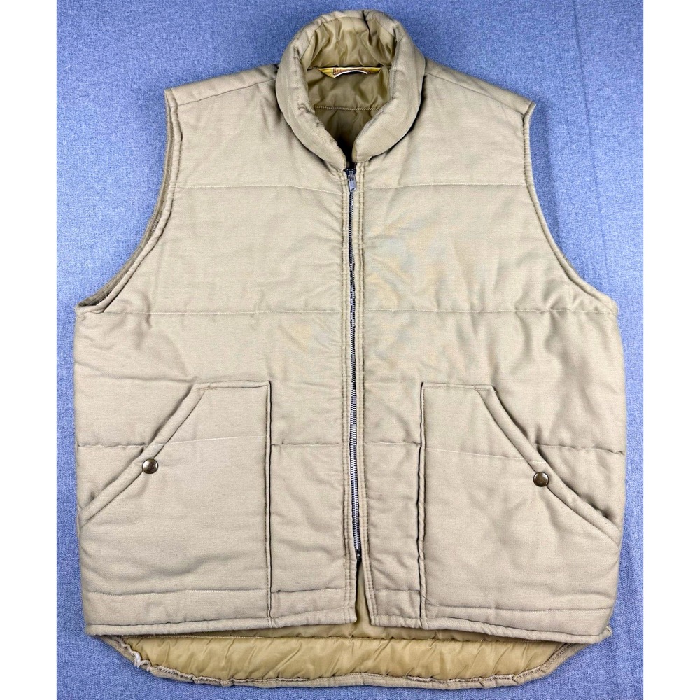 Vintage Big Yank Work Mates Mens Vest Khaki Insulated Workwear Quilted USA Brand